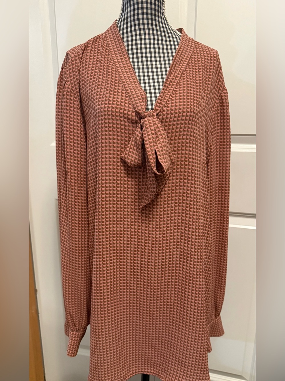 Adrianna Papell Rust Tie-Neck Blouse